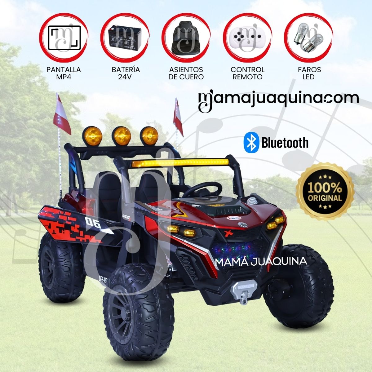 BEAUTIFUL - Carro a batería 4X4 «DAZIL» con Pantalla y Bluetooth Red