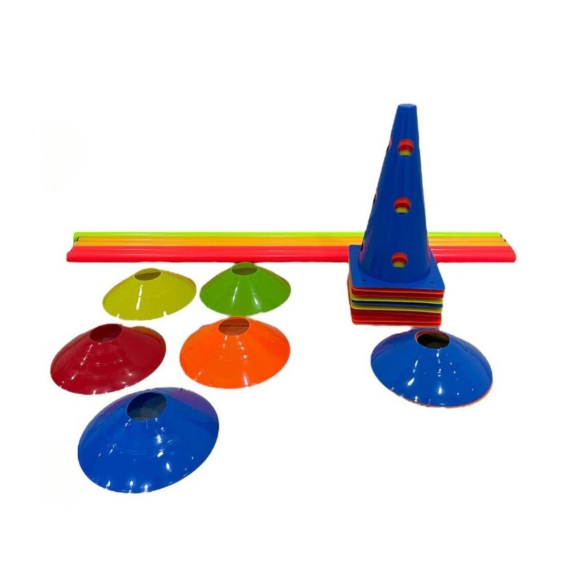 GENERICO - Pack Entrenamiento 12 Conos 37cm. + 6 Platillos + 6 Varillas