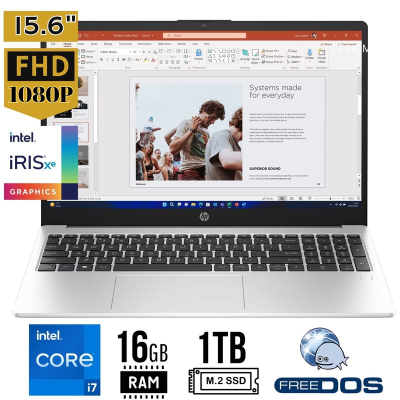 HP - Laptop HP 250 G10, Intel Core i7-1355U, Ram 16GB, SSD 1TB, 15.6 LED HD, FreeDos