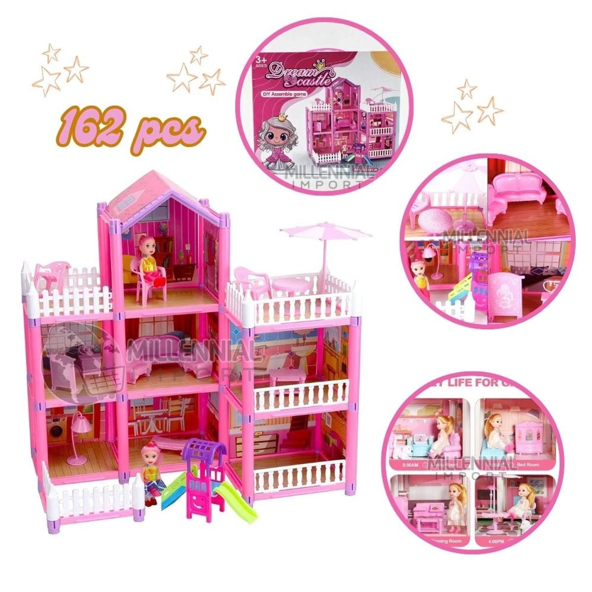 GENERICO - Dream House Casa Castillo de Muñecas de 3 Pisos Amoblada