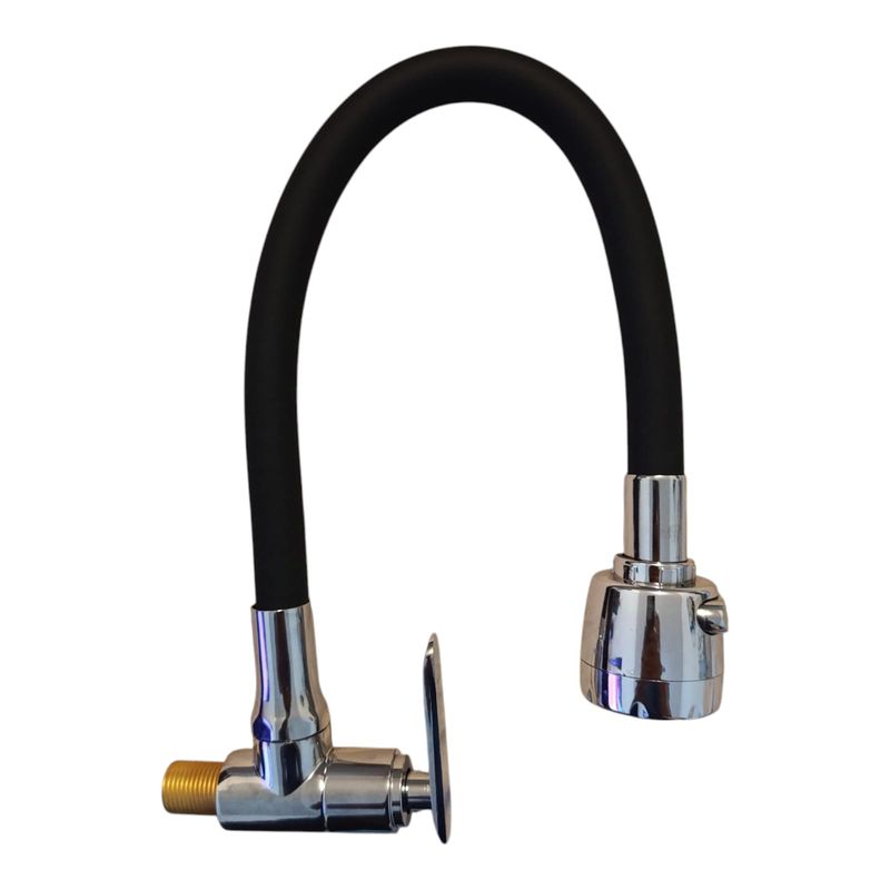 GENERICO - Grifo Pared agua fría Bronce Cromado Manguera flexible NEGRO MATE