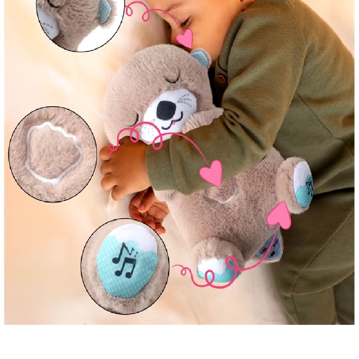 GENERICO - PELUCHE SENSORIAL MUSICAL QUE RESPIRA  CON LUZ PARA NIÑOS