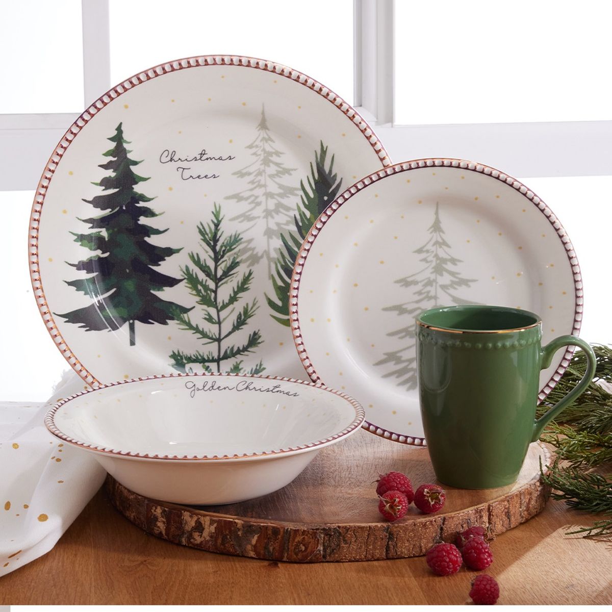 CORONA - Juego de Vajilla Navidad CORONA  16 PIEZAS