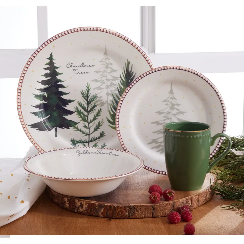 CORONA - Juego de Vajilla Navidad CORONA  16 PIEZAS