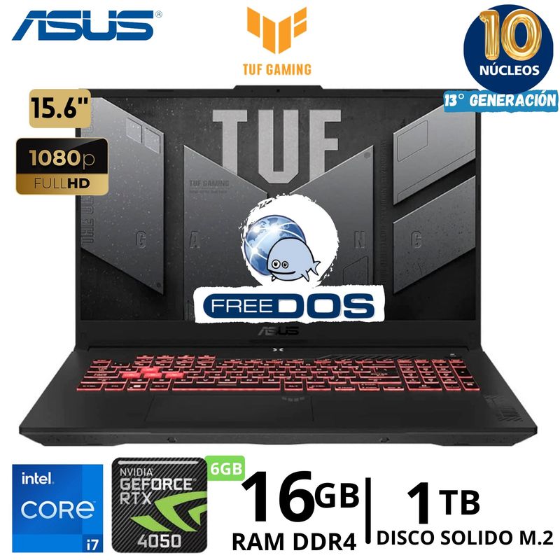 ASUS - Laptop Asus TUF Gaming F15 FX507VU-LP180 Core i7 - 13620H 156FHD Ram 16Gb SSD 1Tb FreeDos