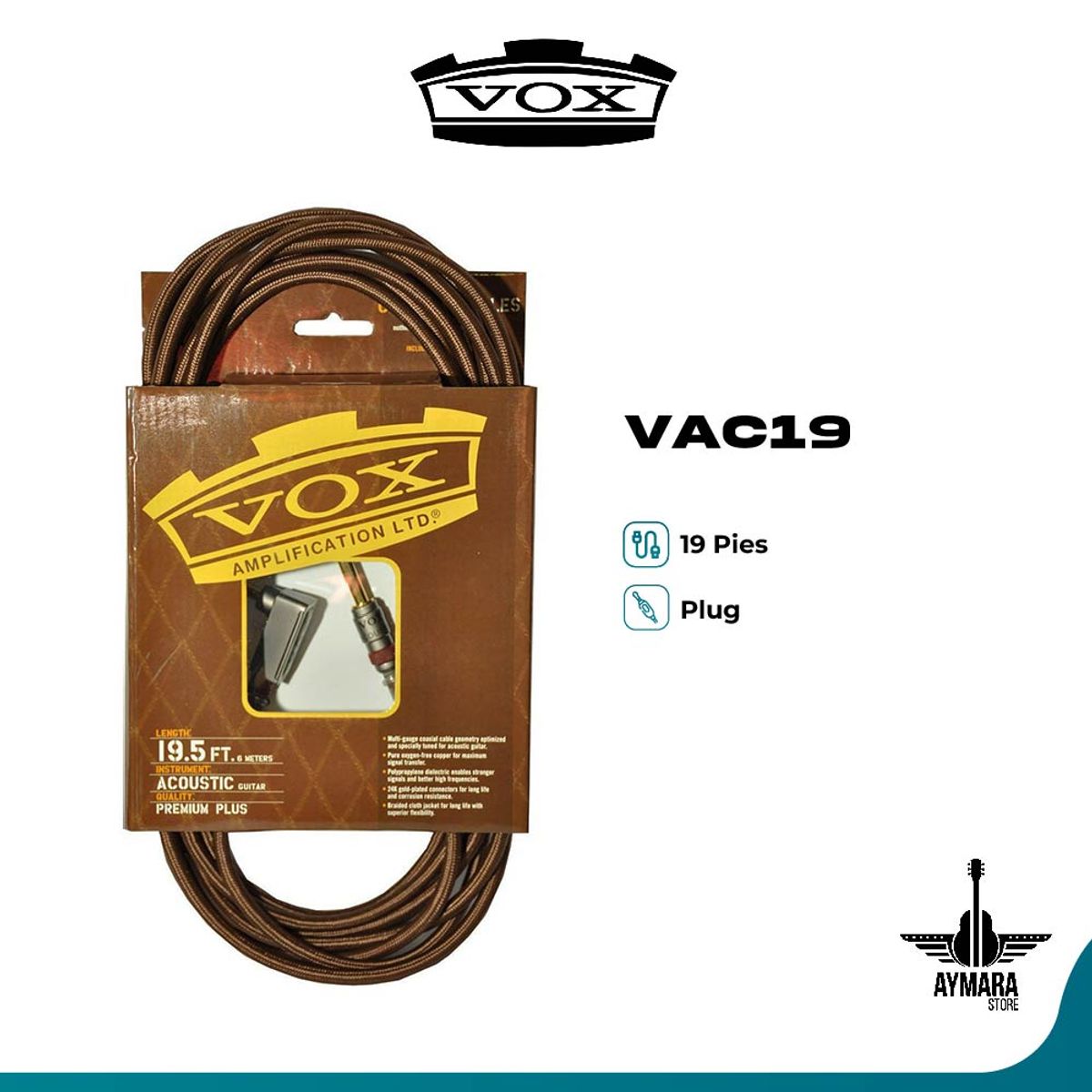 VOX - Vox VAC19 Cable para Guitarra Acústica