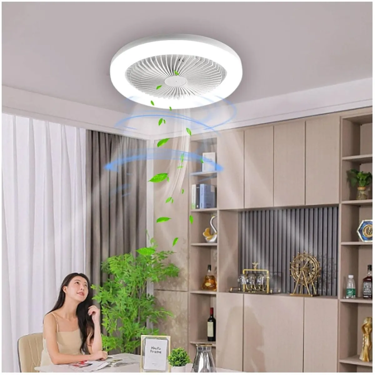 ORANGE - Ventilador de Techo 3 Aspas con Foco Tipo LED Luz Fría 25W + Control