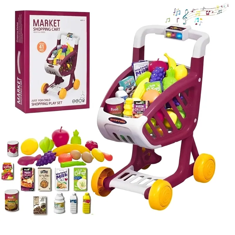 GENERICO - CARRITO DE SUPERMERCADO JUGUETE MUSICAL + 41 Piezas