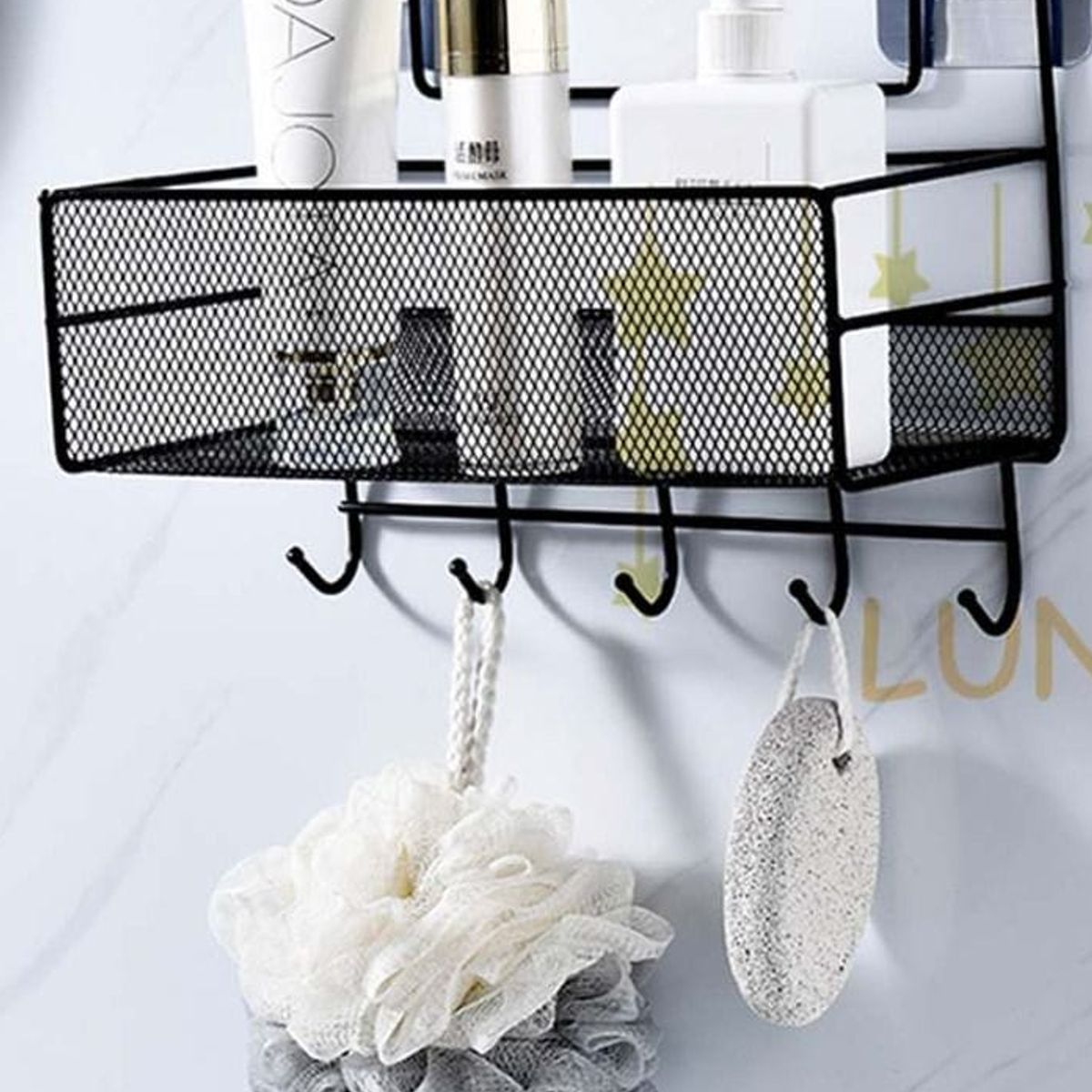 GENERICO - ESTANTE ORGANIZADOR COLGANTE DE BAÑO NEGRO