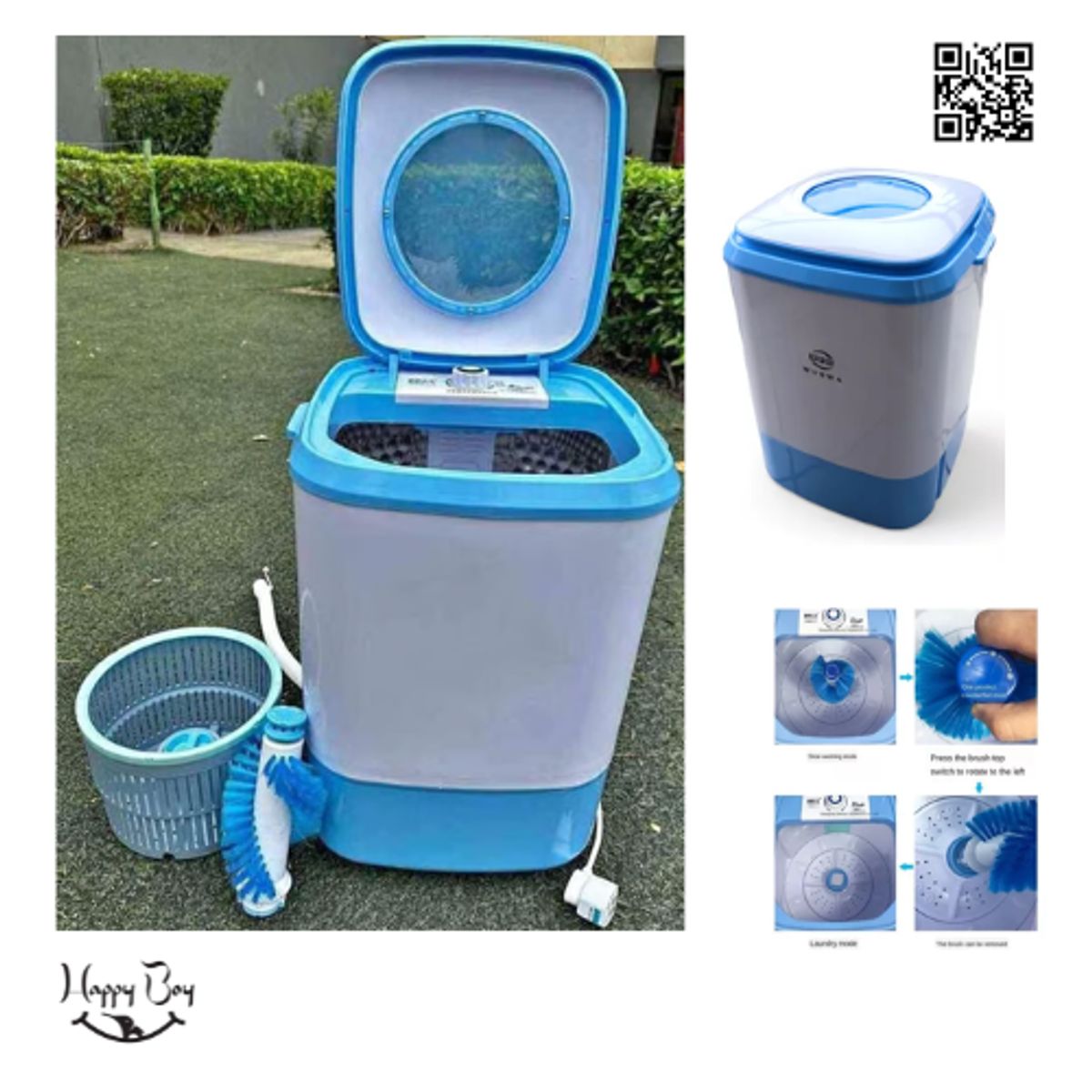 NO LOGO - Mini Lavadora Portátil Con Canastilla y Escobilla