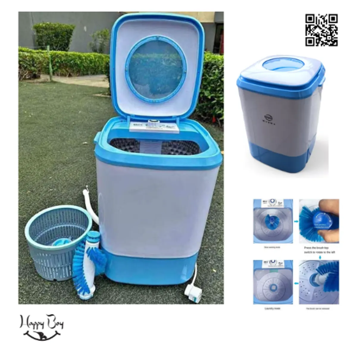 NO LOGO - Mini Lavadora Portátil Con Canastilla y Escobilla