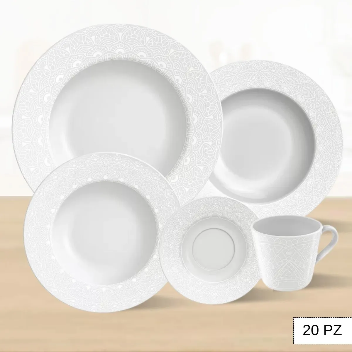 TRAMONTINA - Juego de Vajilla X20 Piezas Alicia Tramontina