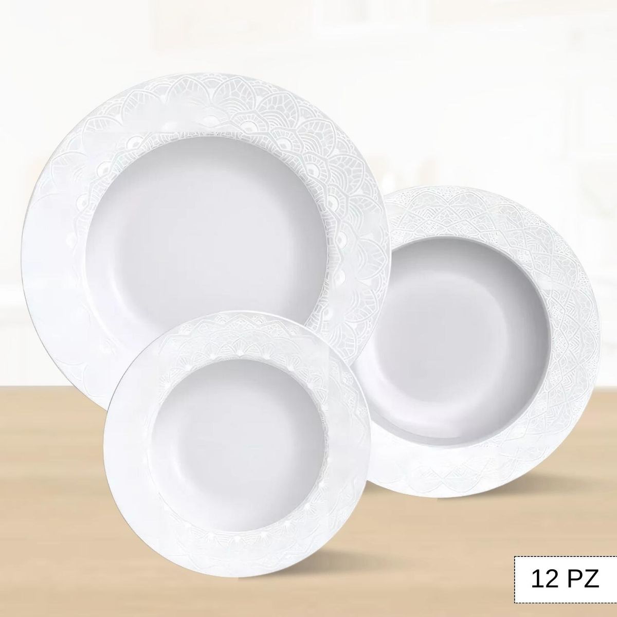 TRAMONTINA - Juego de Vajilla X12 Piezas Alicia Tramontina