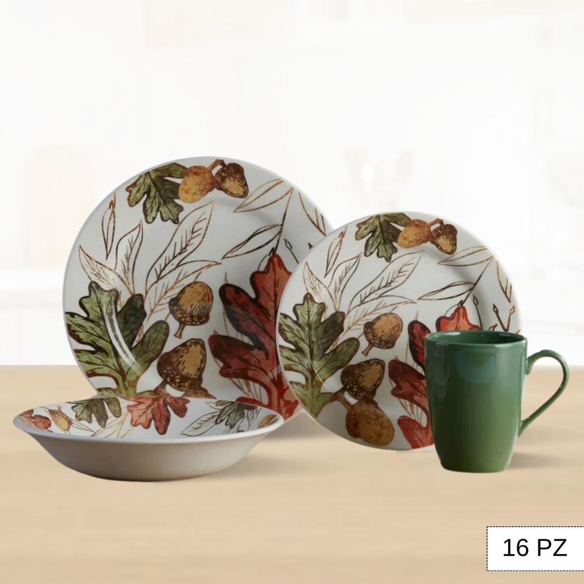 CORONA - Juego de Vajilla Castaña 16 Piezas Corona