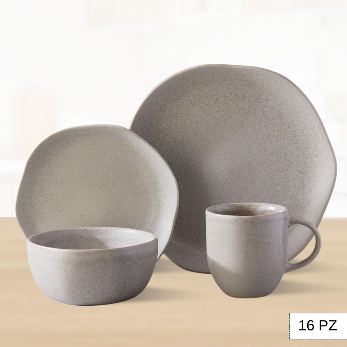 CORONA - Juego de Vajilla Cocreto Reactivo Gris 16 Piezas Corona