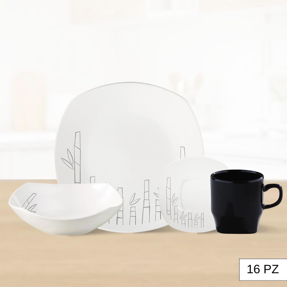 CORONA - Juego de Vajilla Bambu 16 Piezas Corona