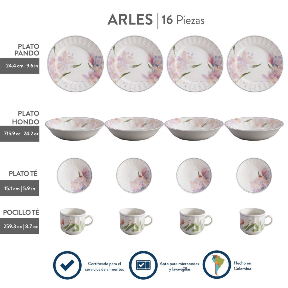 CORONA - Juego de Vajilla Arles 16 Piezas Corona