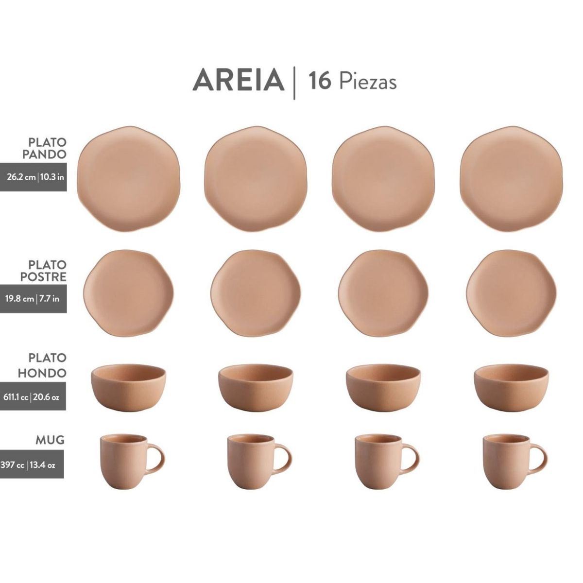 CORONA - Juego de Vajillas Areia 16 Piezas Corona