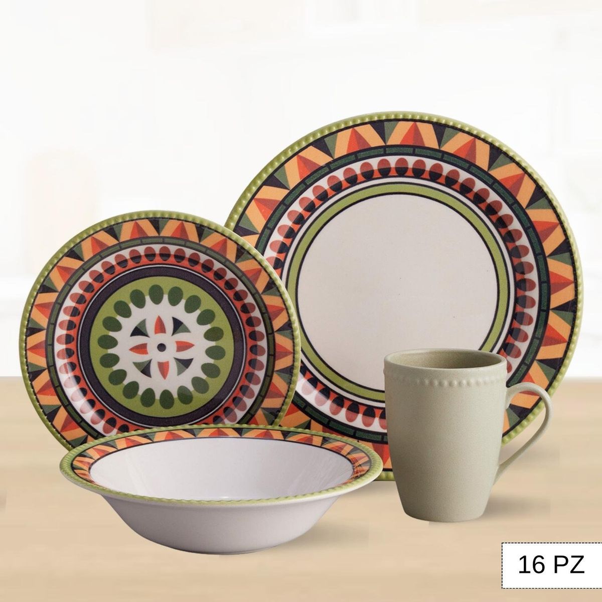 CORONA - Juego de Vajillas Etnica 16 Piezas Corona