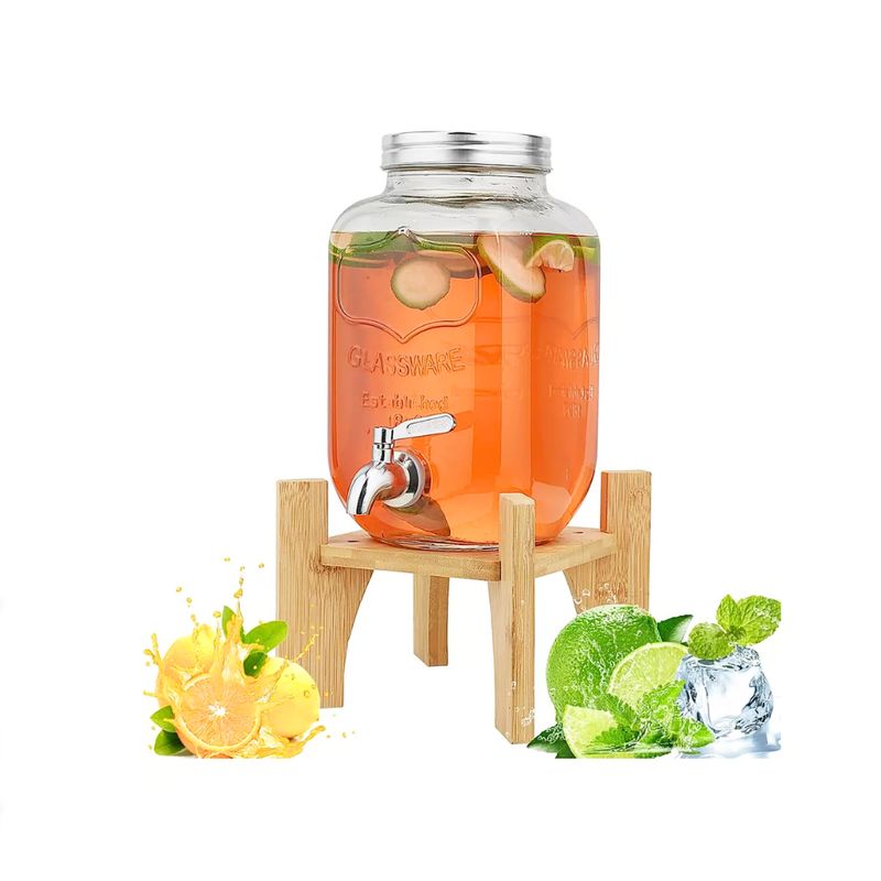 GENERICO - Dispensador de  vidrio  4 Lt   con base de madera