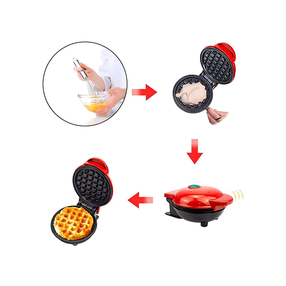 GENERICO - Mini Waflera Antiadherente Eléctrica