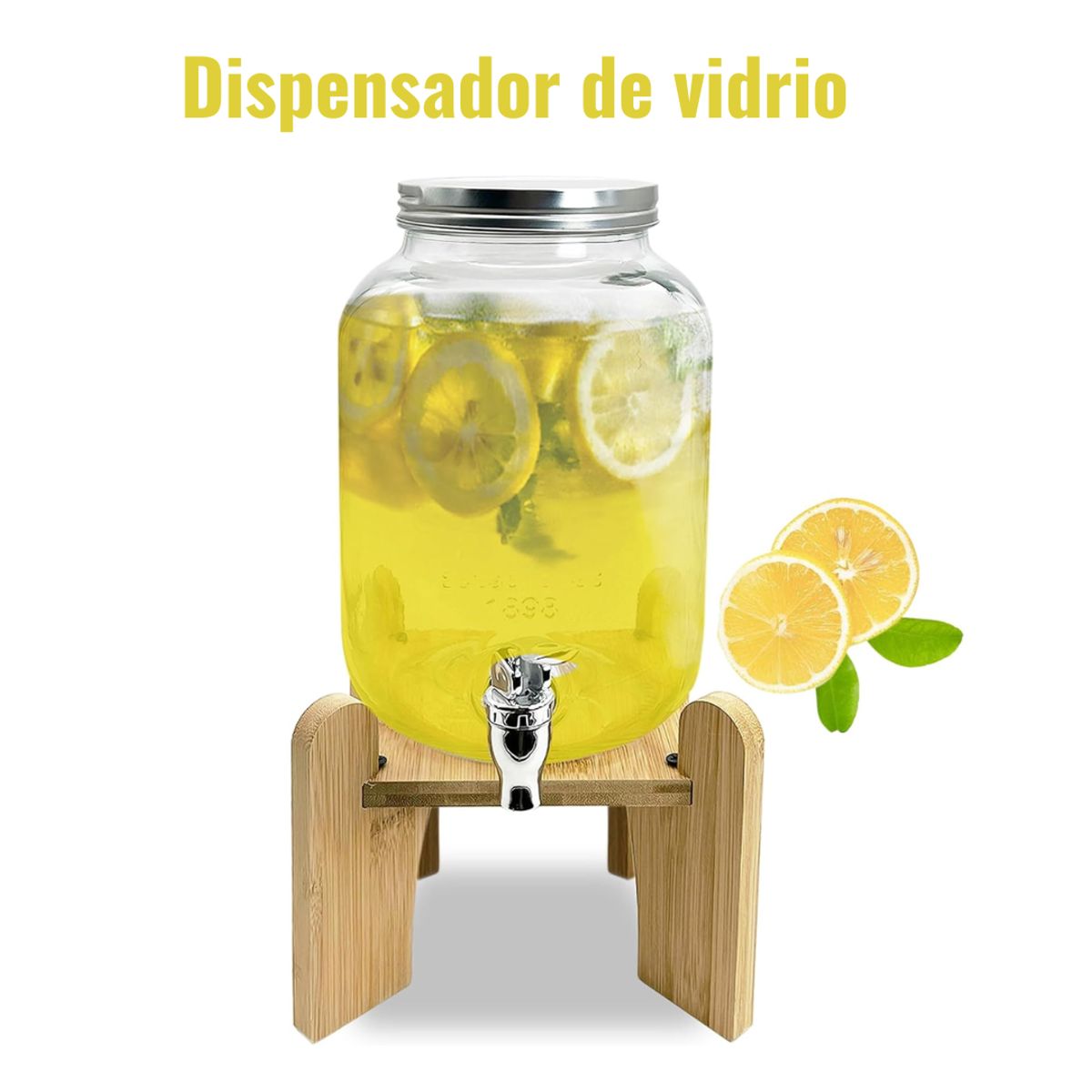 GENERICO - Dispensador de  vidrio  4 Lt   con base de madera