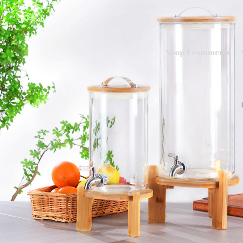 GENERICO - Dispensador de  vidrio  8 Lt   con base de madera