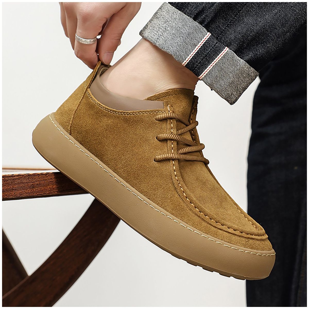 RINODERINA - Mocasines Casuales Cuero Zapatos Hombre Cosidos A Mano