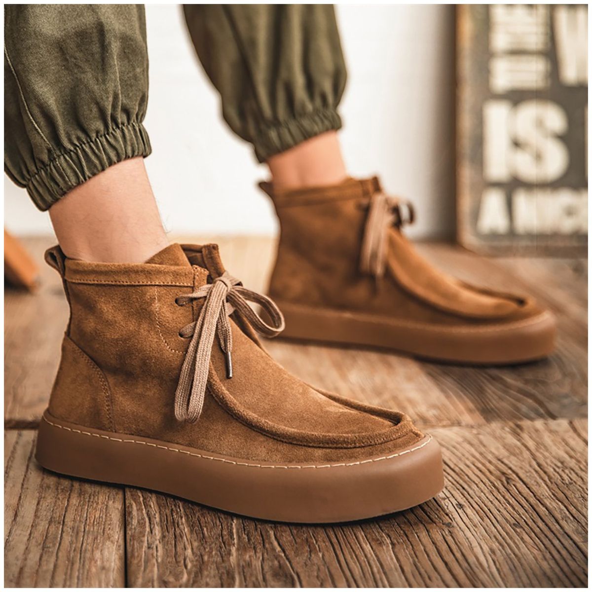 RINODERINA - Botines Casuales Cuero Zapatos Para Hombre Cosidos A Mano