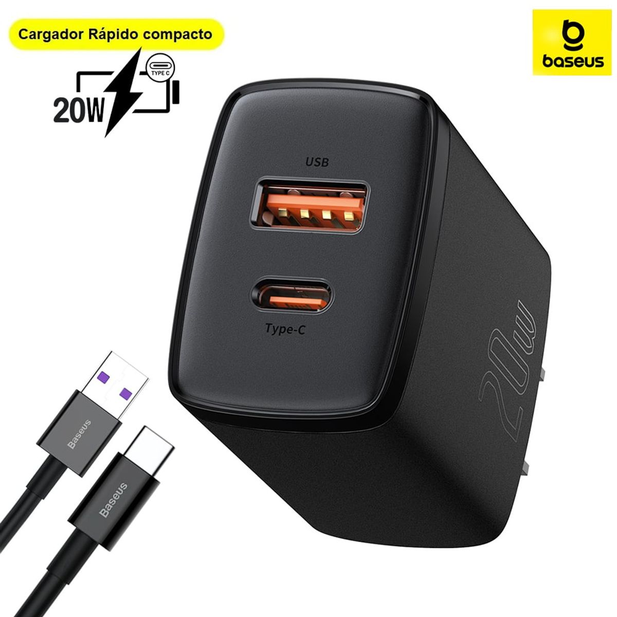 BASEUS - Baseus Cargador Rapido Compacto Dual USB PD30 QC30