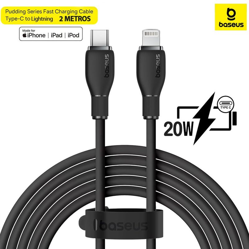 BASEUS - Baseus Cable 2M USB-C a Lightning 20W 480Mbps Fast Charger