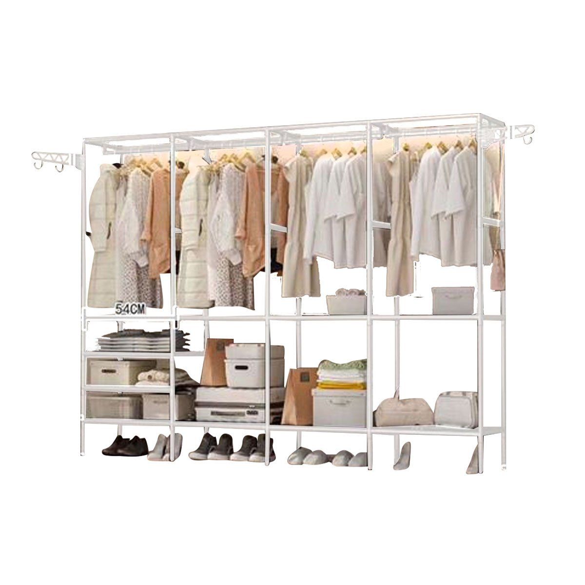 GRETAIL - Ropero Armario Closet Perchero Organizador Ropa 4 Cuerpos Blanco