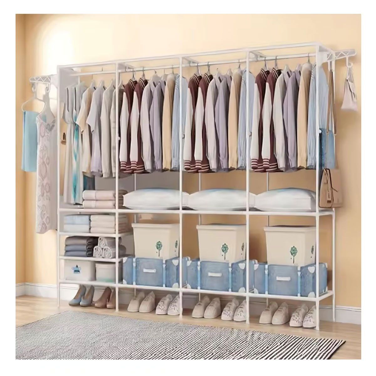 GRETAIL - Ropero Armario Closet Perchero Organizador Ropa 4 Cuerpos Blanco