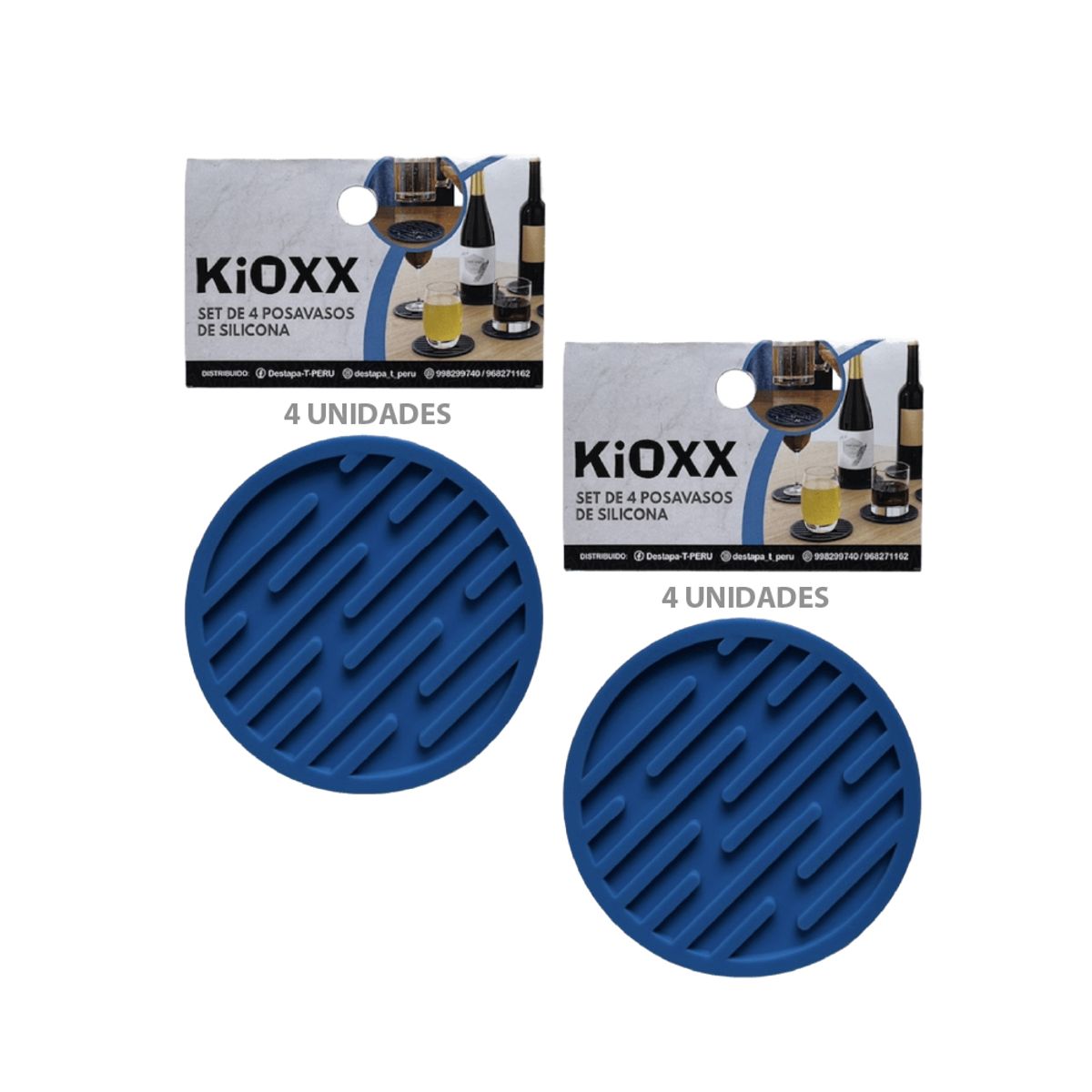 KIOXX - 2 Set de 4 Posavasos de Silicona KiOXX Azul