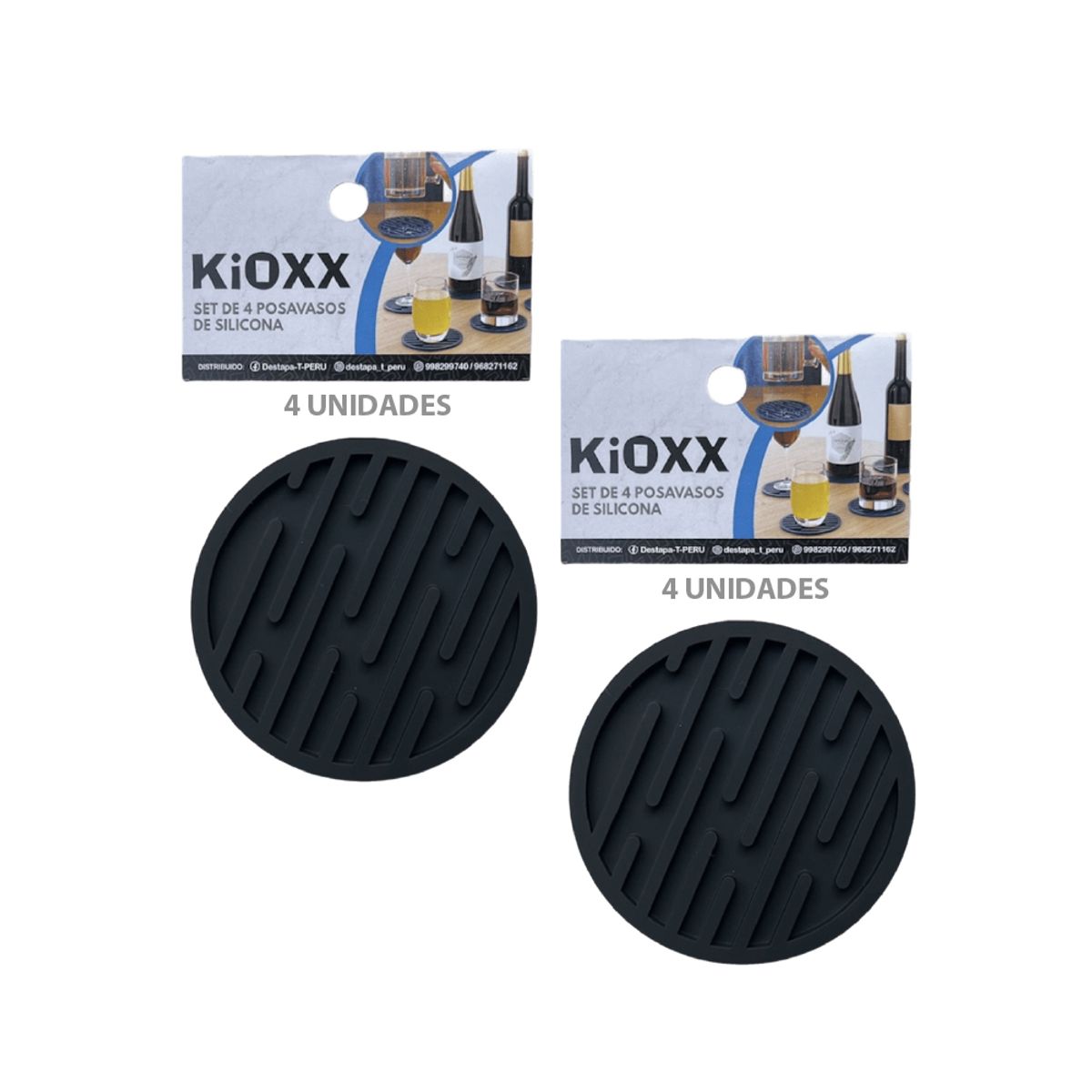 KIOXX - 2 Set de 4 Posavasos de Silicona KiOXX Negro