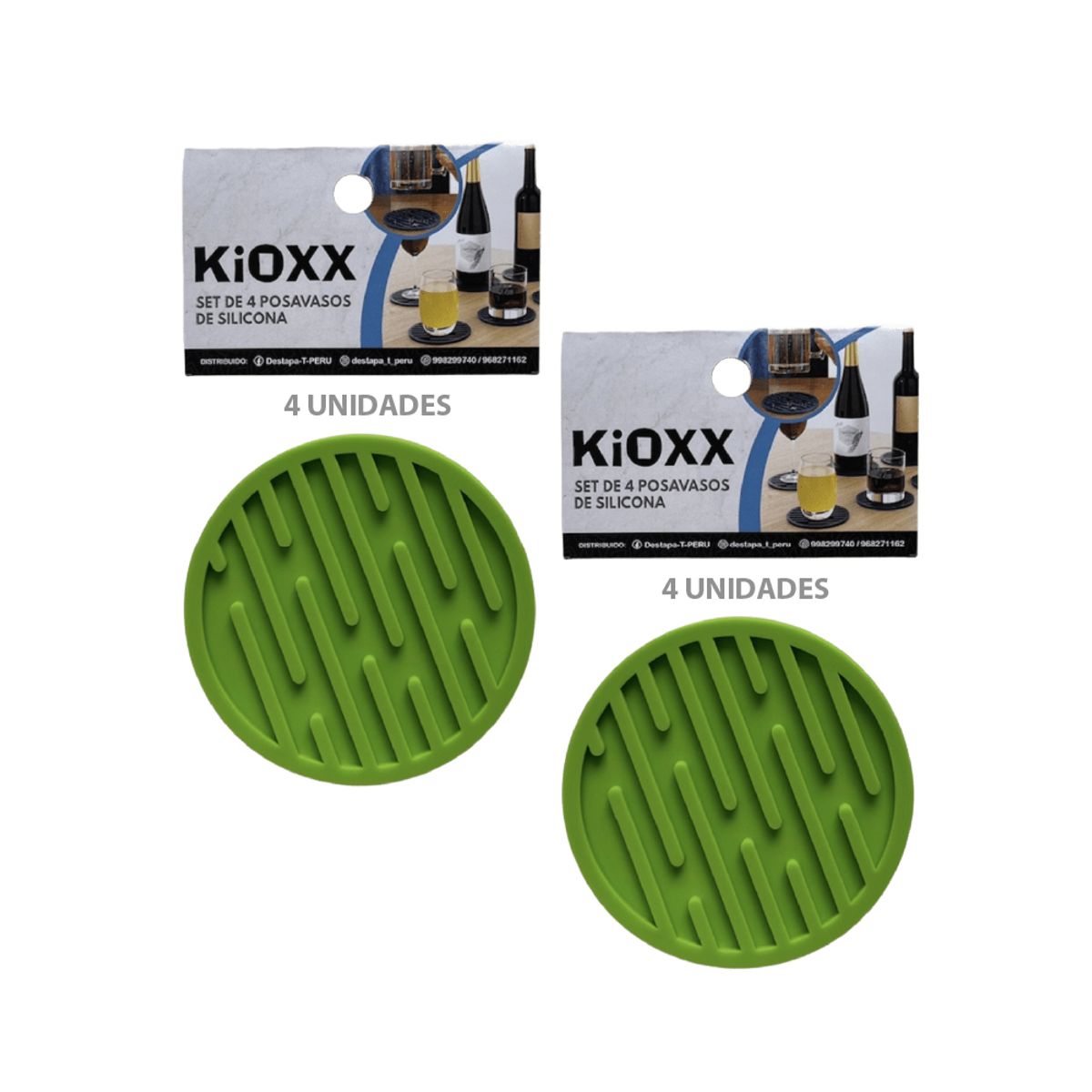 KIOXX - 2 Set de 4 Posavasos de Silicona KiOXX Verde