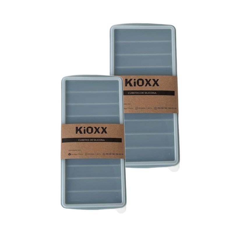 KIOXX - Set de 2 Cubetas de Silicona Tiras 10 Cavidades KiOXX Celeste