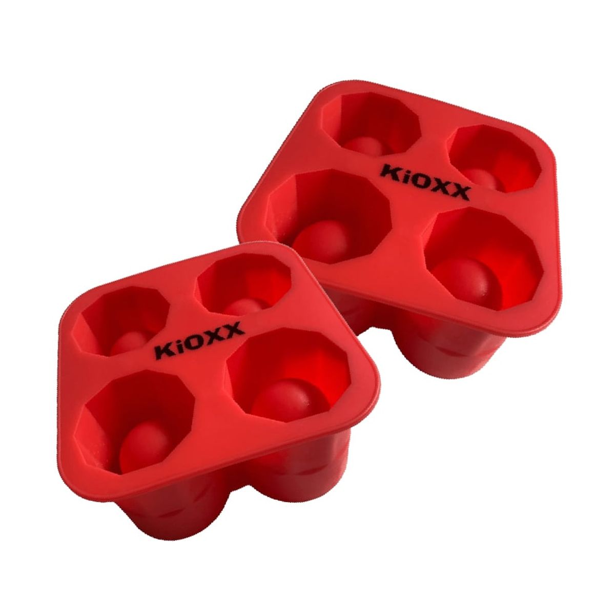 KIOXX - Set  de 2 Cubetas de Silicona Vaso Shot 4 Cavidades KiOXX Rojo