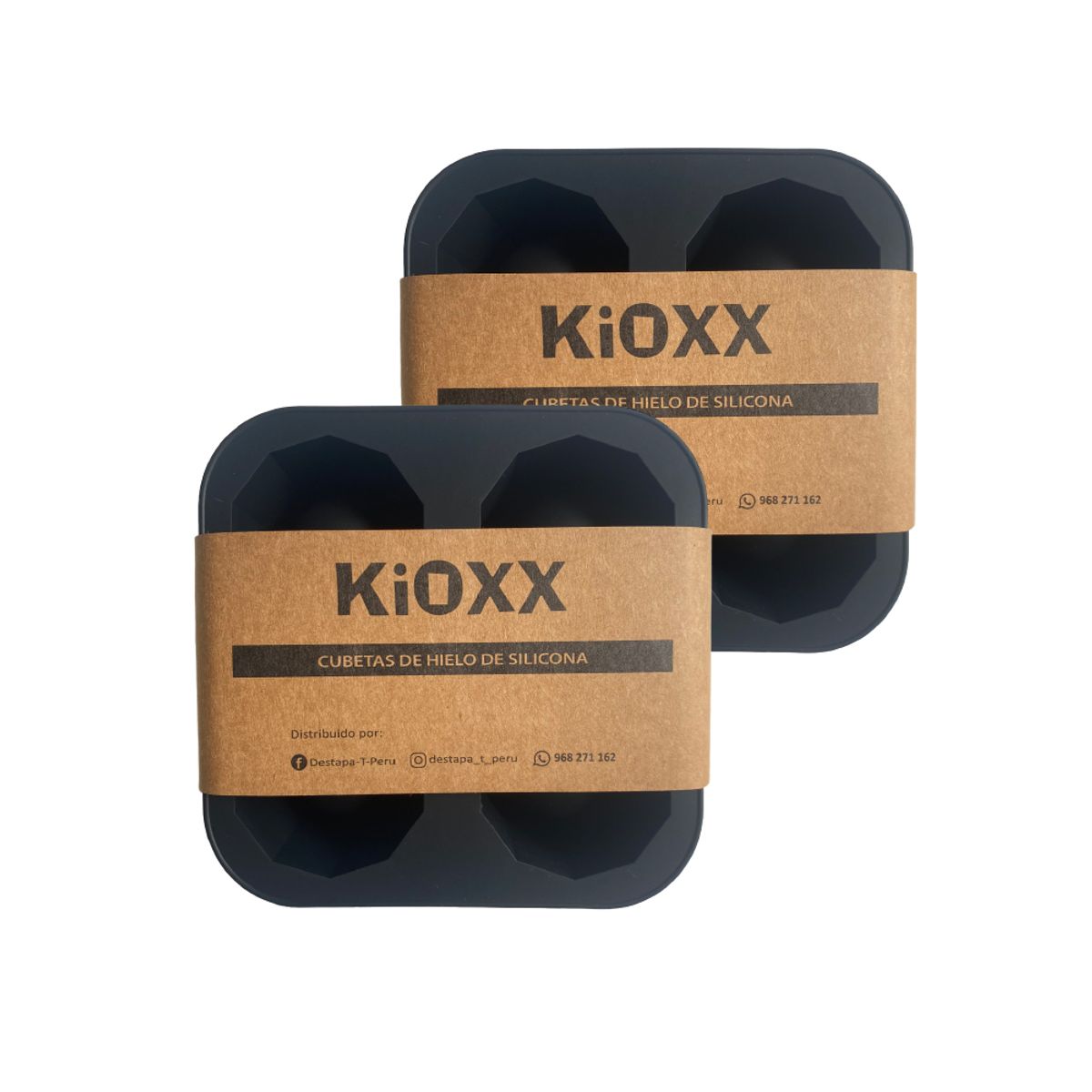 KIOXX - Set  de 2 Cubetas de Silicona Vaso Shot 4 Cavidades KiOXX Negra