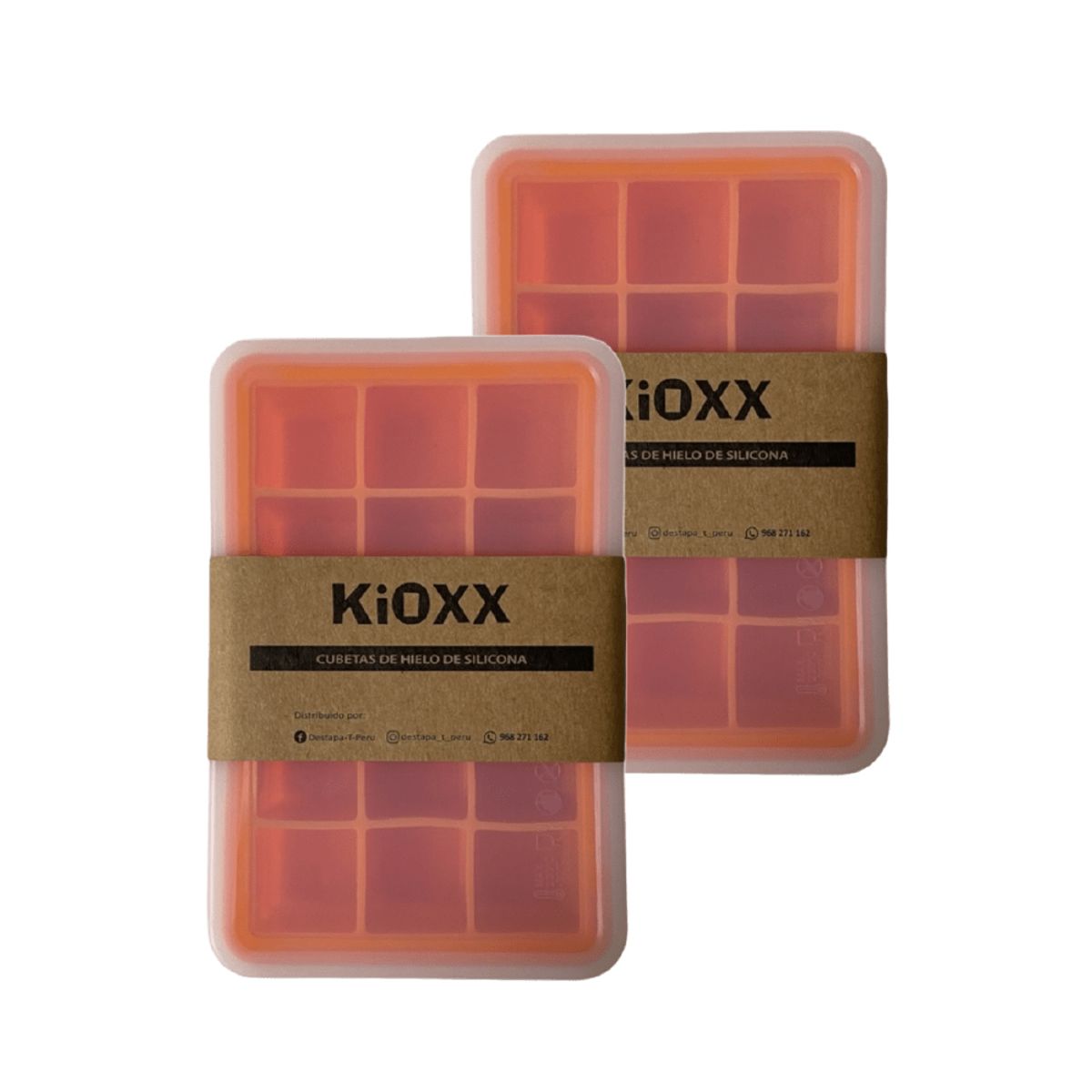 KIOXX - Set de 2 Cubetas de Silicona 15 Cavidades KiOXX Naranja
