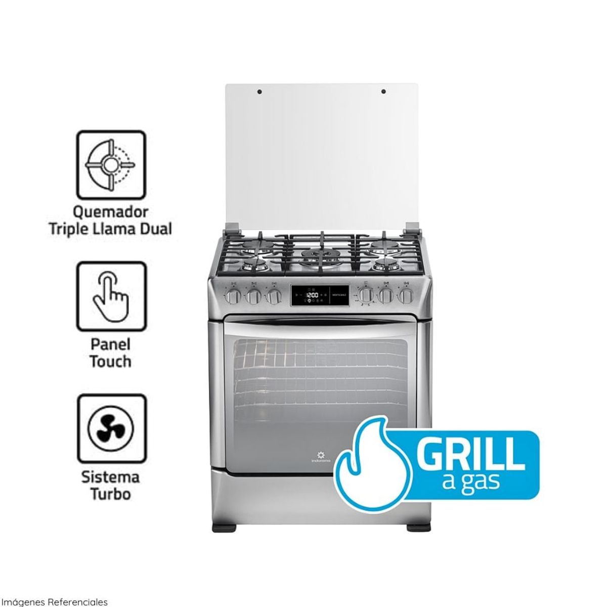 INDURAMA - Cocina a Gas Indurama 5 Quemadores Montecarlo Zafiro Croma