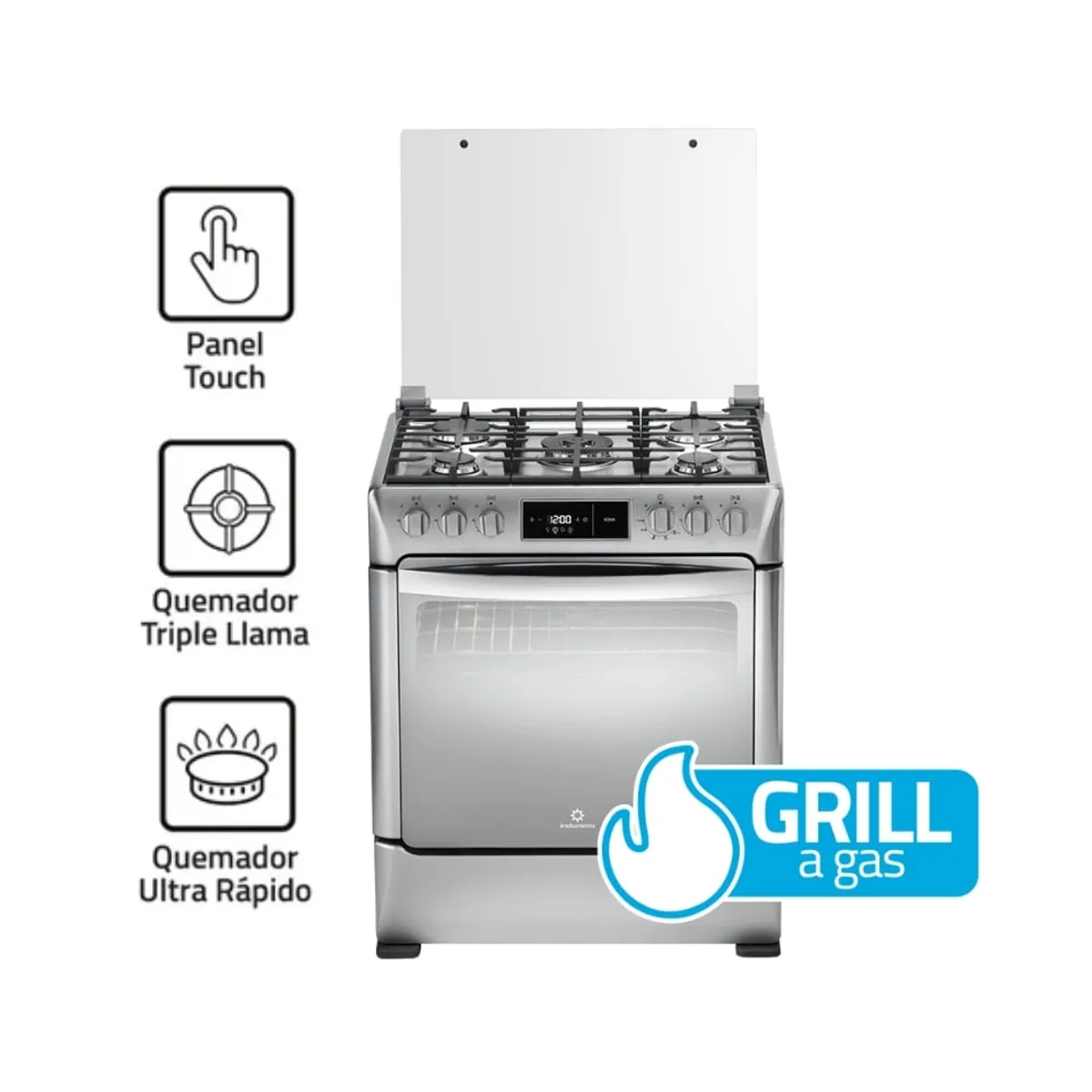 INDURAMA - Cocina a Gas Indurama 5 Quemadores Roma Zafiro Croma