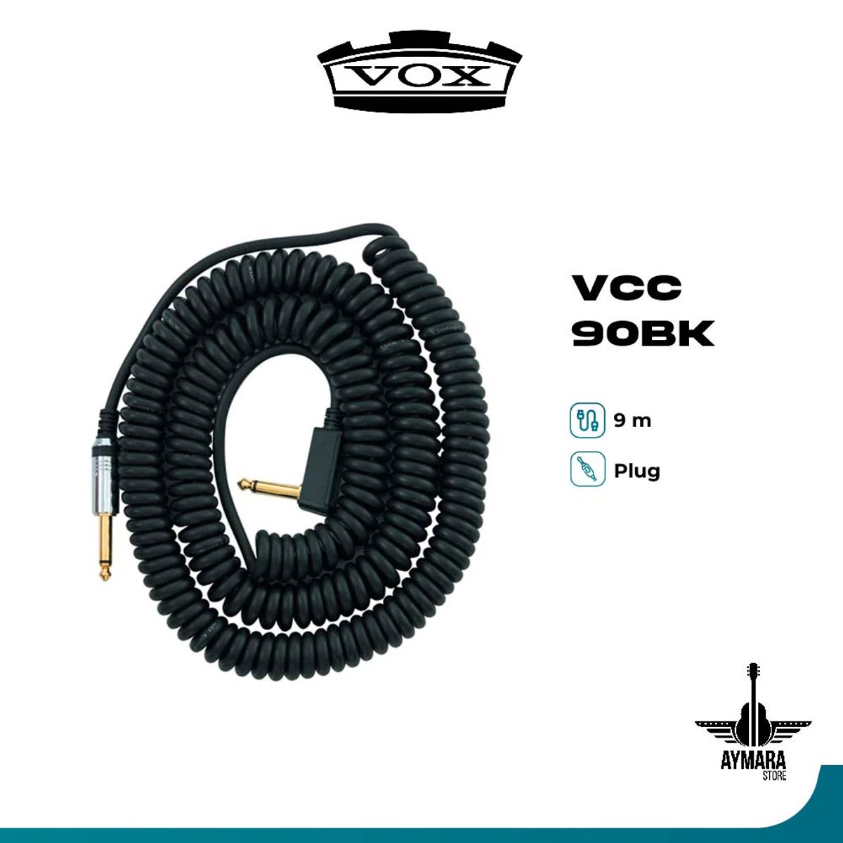 VOX - Vox VCC-90BK Cable para Guitarra Negro