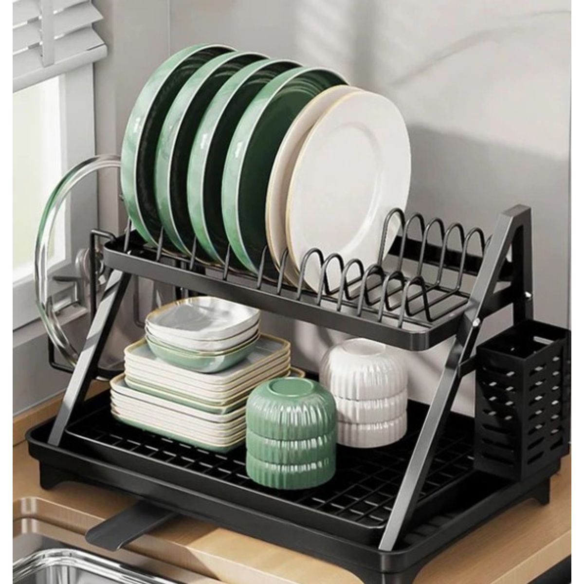 GENERICO - Escurridor de Platos de 2 Niveles Negro