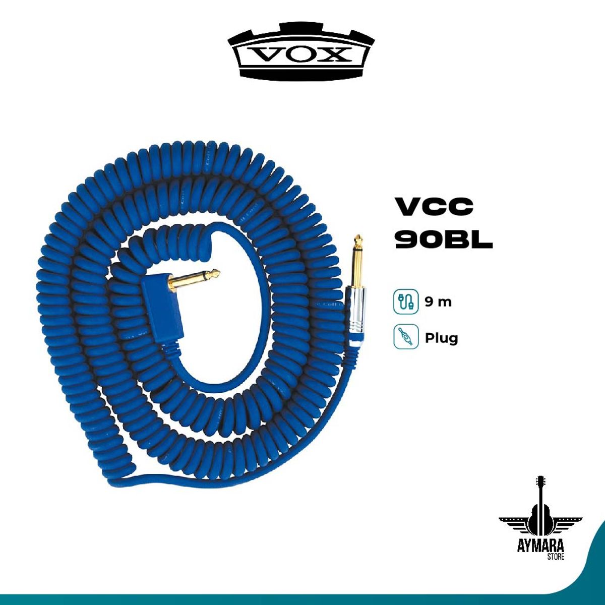 VOX - Vox VCC-90BL Cable para Guitarra 9 Mts Color Azul