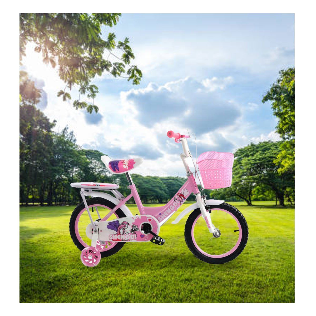 GENERICO - Bicicleta Para Niña Infantil Kids Aro 16 Doble Asiento Rosa