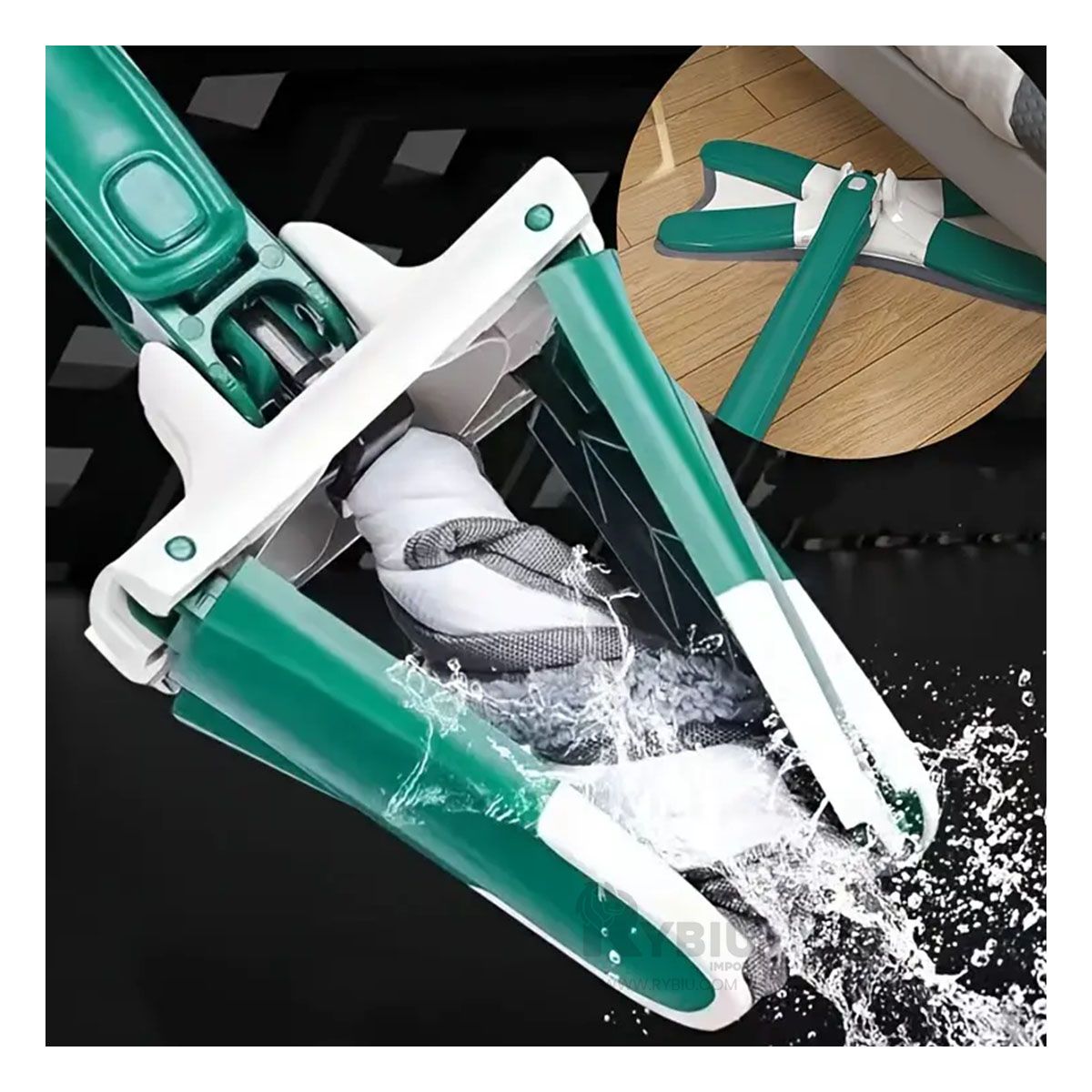 RYBIU IMPORT - Trapeador con Cabezal Mariposa en Verde Y+Regalo Agendita