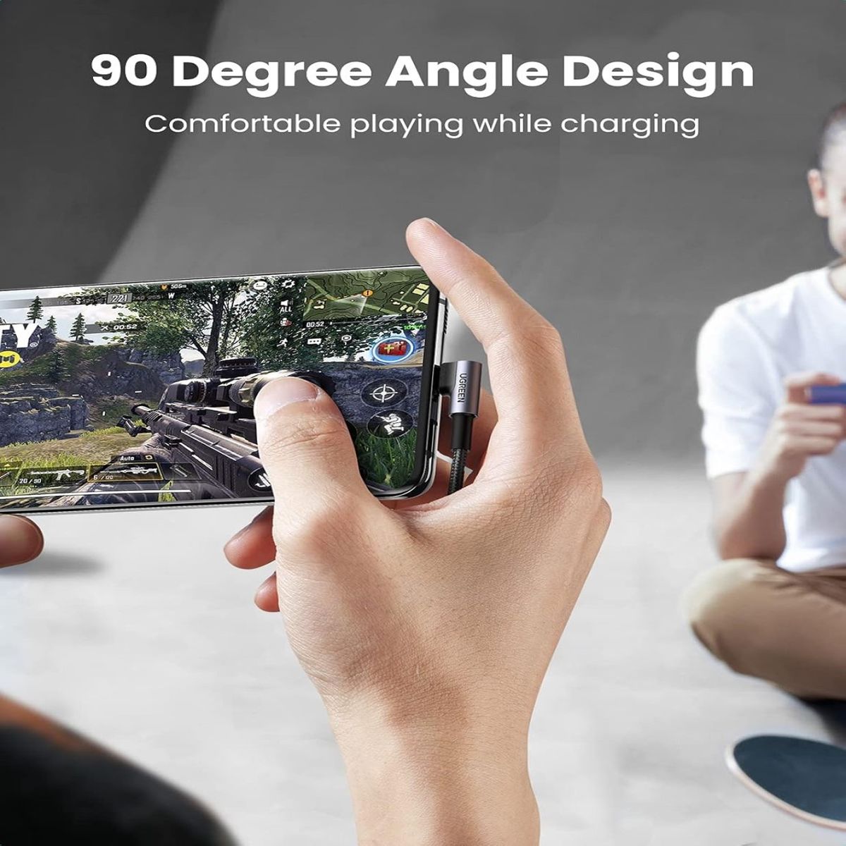 UGREEN - Ugreen Cable 1m USB-C Ángulo 90° 18W Carga Rápida 3A US284 - 50941