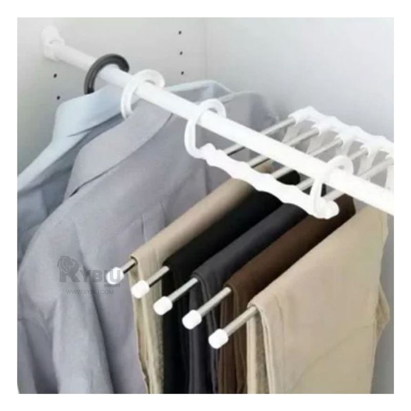 RYBIU IMPORT - Ganchos con Espacio para 5 Pantalones Blanco Y+Gift Stickers