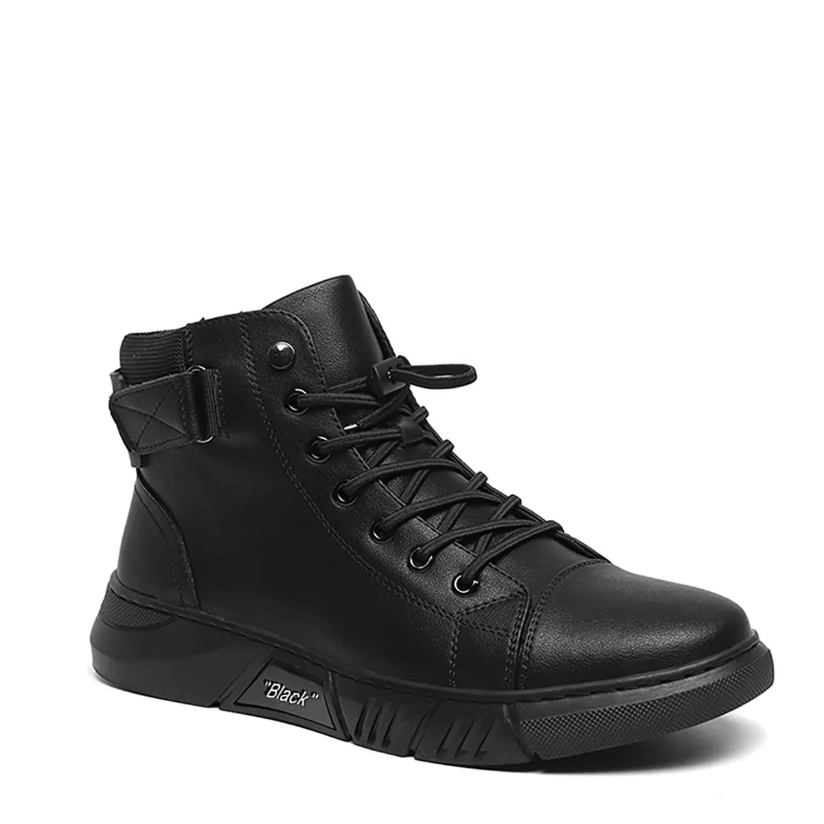 RINODERINA - Botines Casuales Zapatos Para Hombre Cosidos A Mano Negro